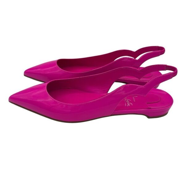 NEW Christian Louboutin Hot Chickita Sling Patent Leather Ballet Flats Pink 7.5 - Picture 5 of 15